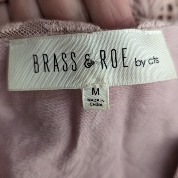 Brass & Roe Blush Pink Lace Midi Dress M Romantic Cottagecore Spring Wedding - Picture 5 of 13